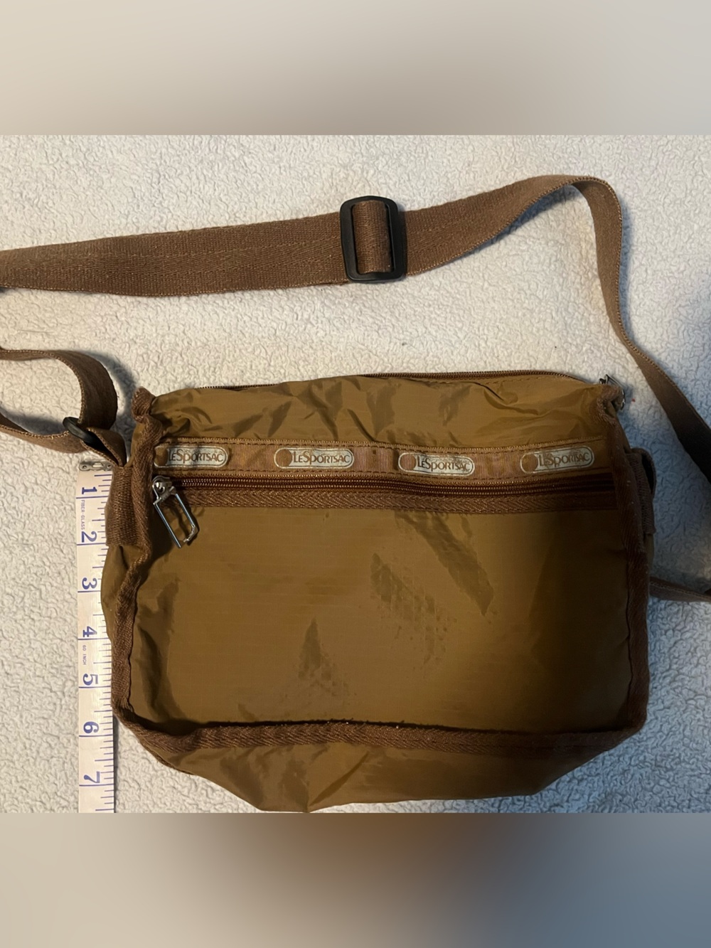 Lesportsac Brown Lightweight Nylon Messenger Crossbody Smaller.